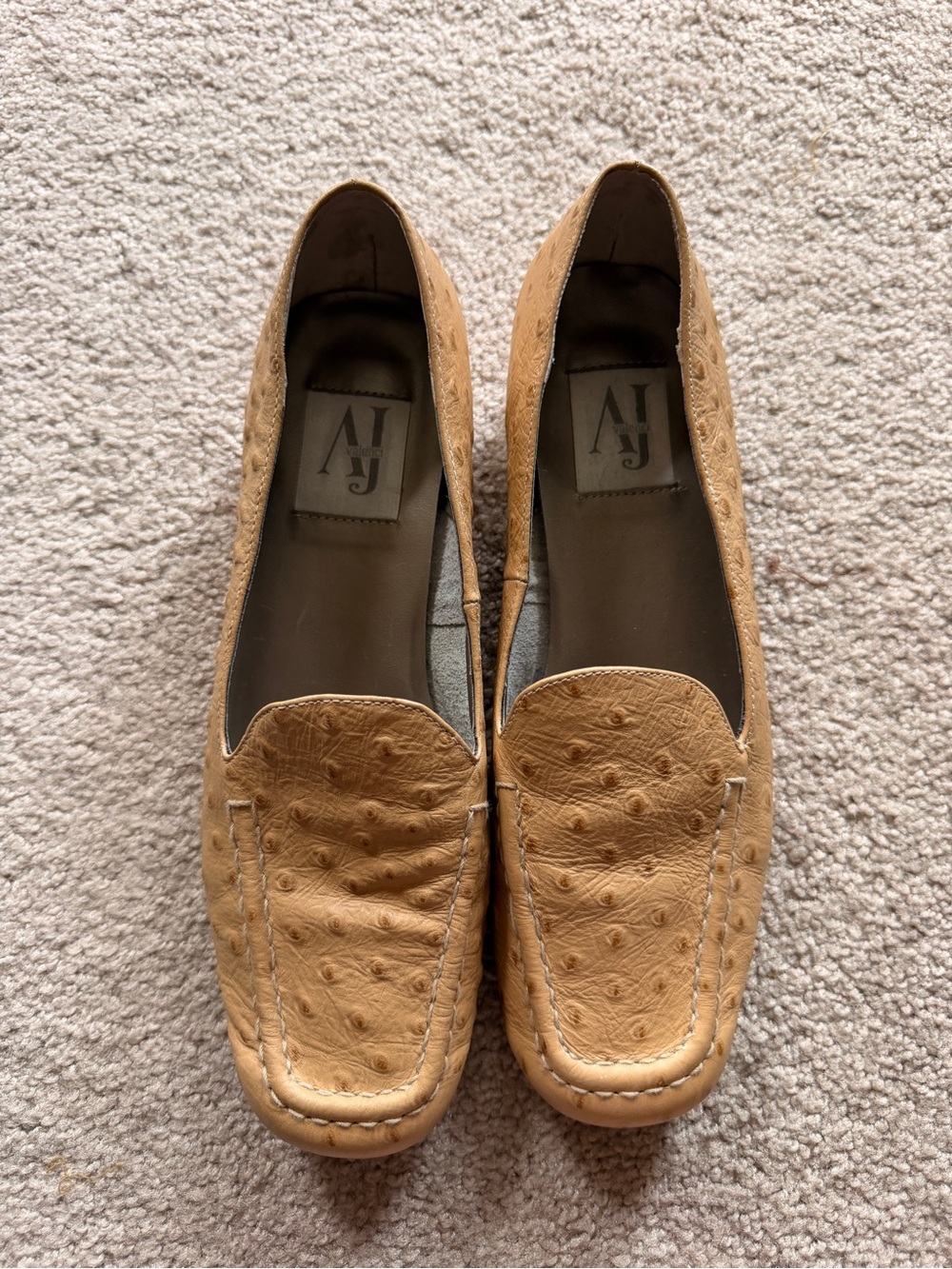 Beige Leather Loafers - Size 9